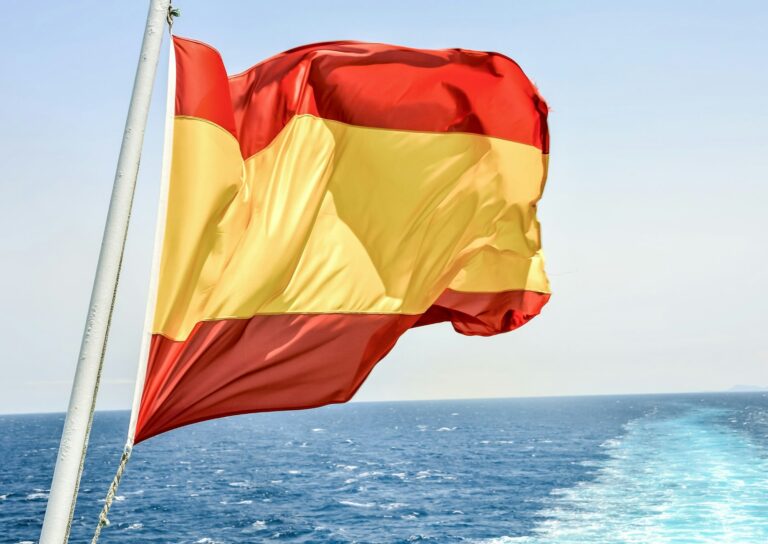 Moving Spanish flag in the wind